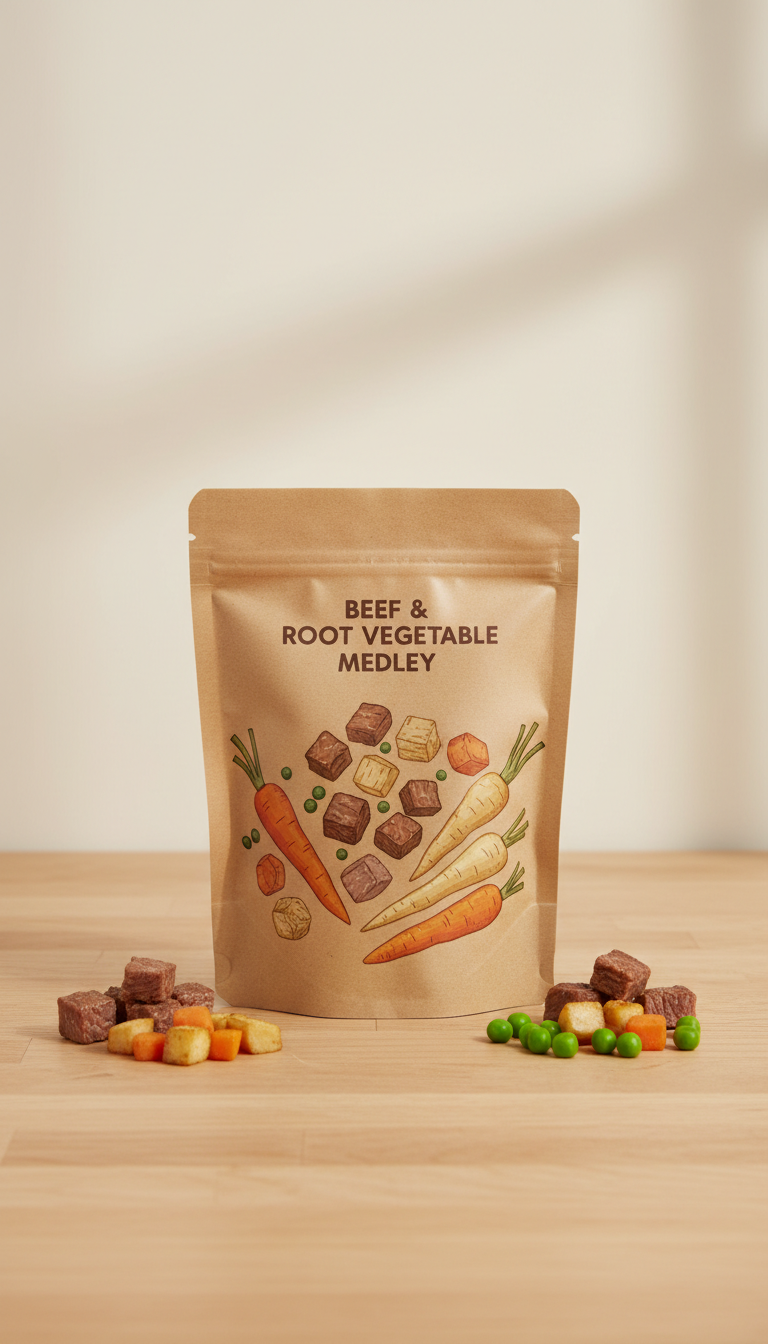 Beef & root vegetable medley pouch
